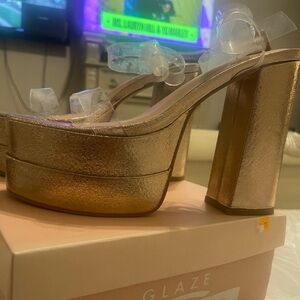 Platform Heel. Worn Once. Rose Gold